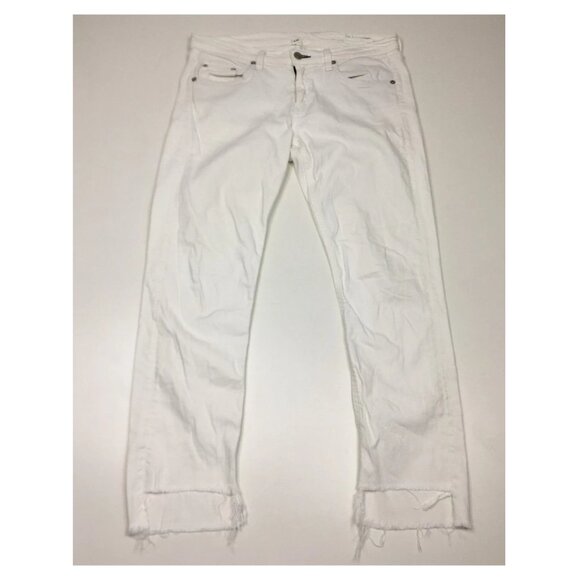RAG & BONE 5 Pocket Aged Bright White The Dre Raw Frayed Step Hem Jeans - Picture 1 of 16